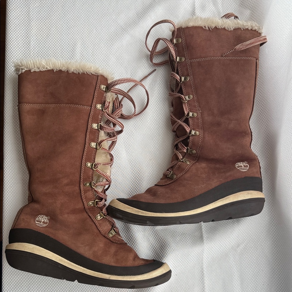 Timberland Women's Tan Winter Faux Fur-Lined Boots - Size 7